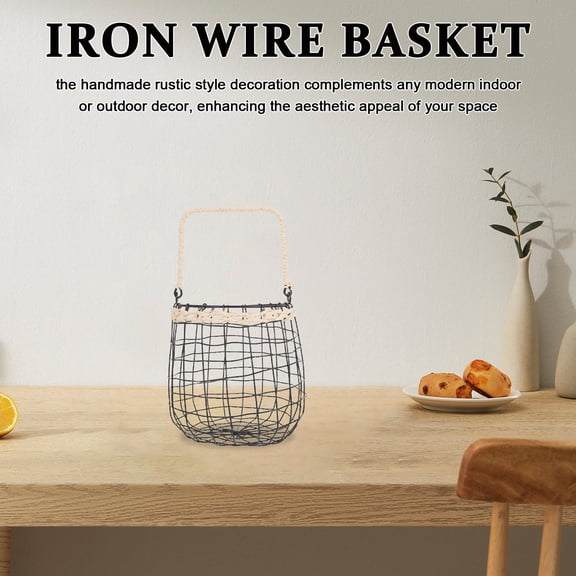 WRITWAA Black Wire Hanging Basket for Kitchen and Garden, Stylish Space-Saving Organizer for Storage and Decoration