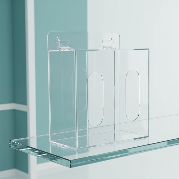 WRITWAA Wall-Mounted Acrylic Mask Organizer Storage Box with Clear Dual Compartments for Easy Access and Neat Storage