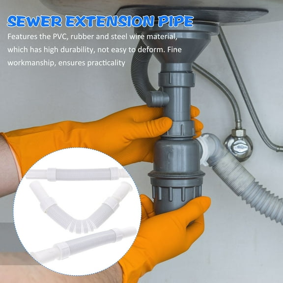 WRITWAA Wash Machine Drain Hose 3Pcs Flexible Drain Pipe Steel Wire Reinforced