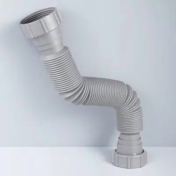 WRITWAA Grey Plastic Wavy Sink Drain Pipe Connector for Offset Installation, Kitchen Plumbing Replacement, 1 Set