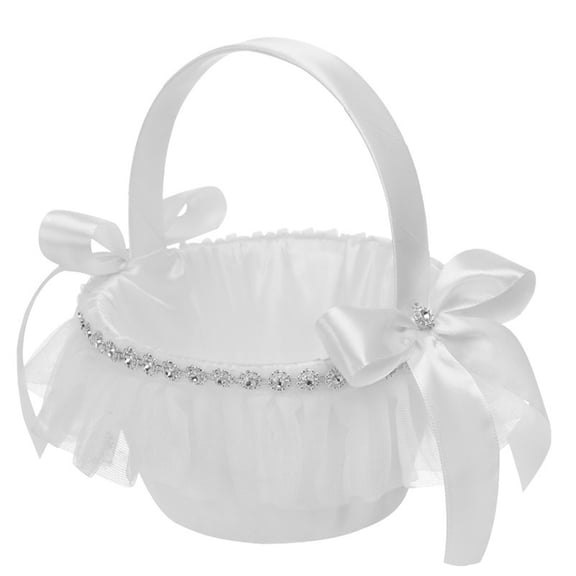 WRITWAA Romantic Wedding Basket Decoration Petal Basket White 1Pcs For Wedding Anniversary