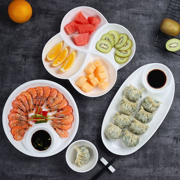 WRITWAA White Ceramic Chip and Dip Serving Set for Kitchen Use, Parties, Events, Entertaining, and Home Gatherings
