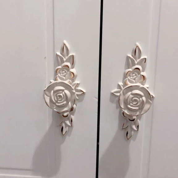 WRITWAA Ivory White Rose Cabinet Knob Euro Style Retro Drawer Pull Handle for Furniture