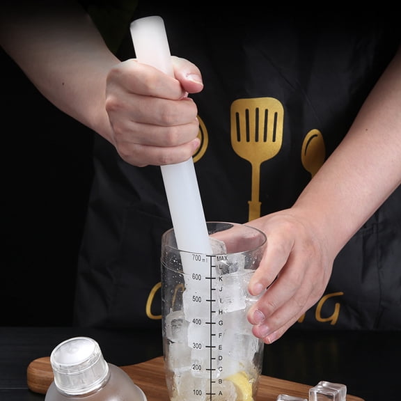 WRITWAA White PP Muddler for Kitchen, Versatile Ice Crusher and Dough Roller, Ergonomic Design