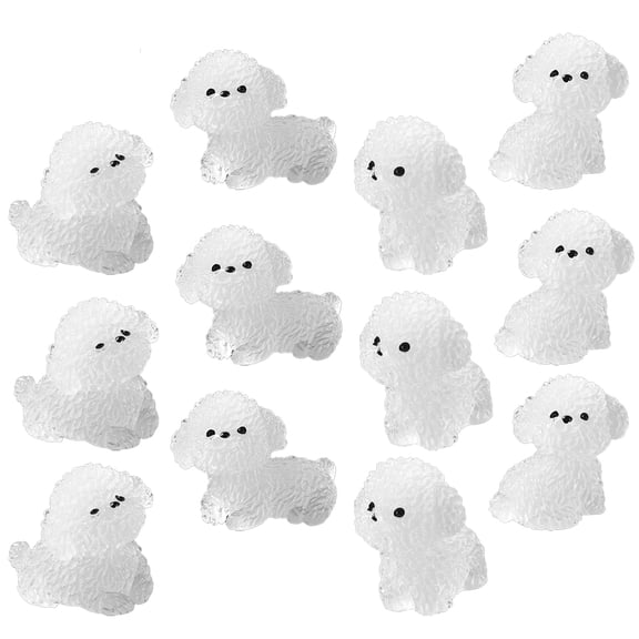 WRITWAA White Resin Mini Dogs 24Pcs Glow In The Dark Decorative Tiny Dog Models For Dollhouse
