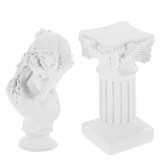 WRITWAA White Resin Roman Column Statue Sculpture for Home and Garden Decor, 10.5 Inch Piece