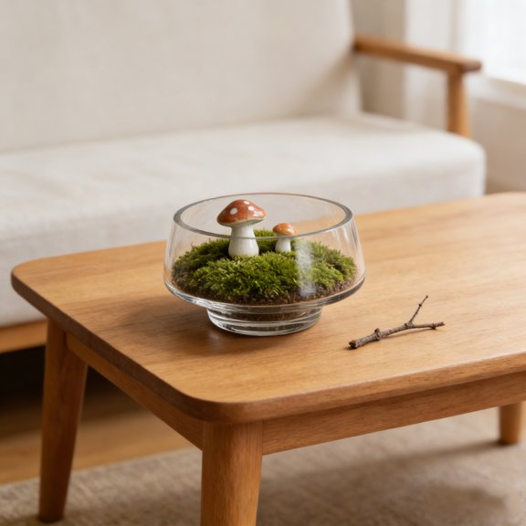 WRITWAA Wide Opening Glass Micro Landscaping Container for Moss Desk Planter