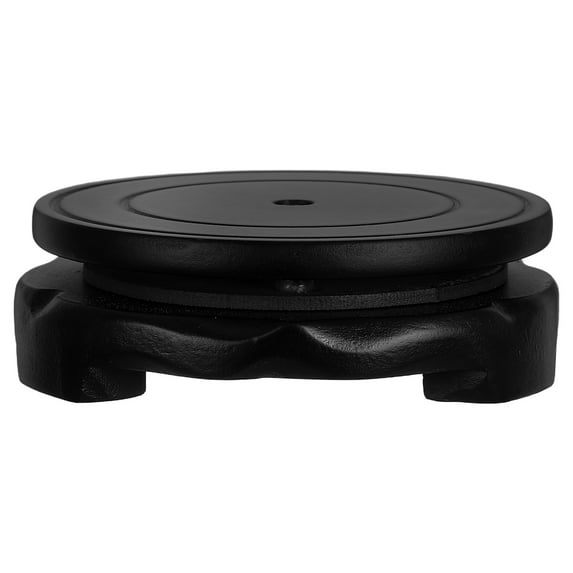 WRITWAA Black Wood Flower Pot Display Stand Elegant Round Plant Rack for Indoor Decor