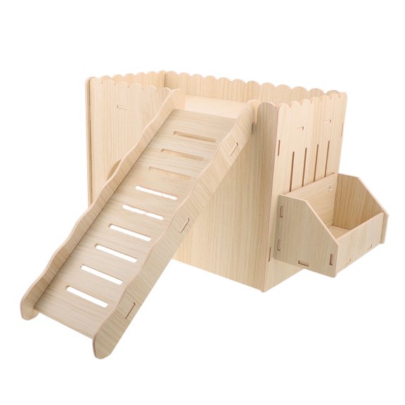 WRITWAA Wooden Hamster Cabin and Hay Rack Holder for Small Pet Nesting and Feeding