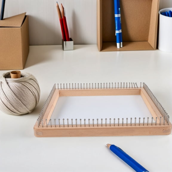 WRITWAA Compact Wooden Loom Frame, Stainless Steel Pegs, Ideal for Hats and Scarves, Portable