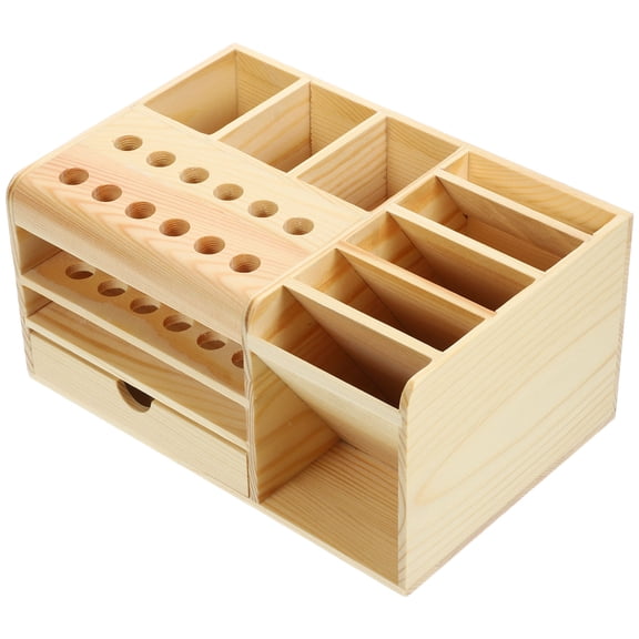 WRITWAA Wooden Wrench Organizer for Home Workshop Khaki Color Lightweight Compact Design with Multiple Slots