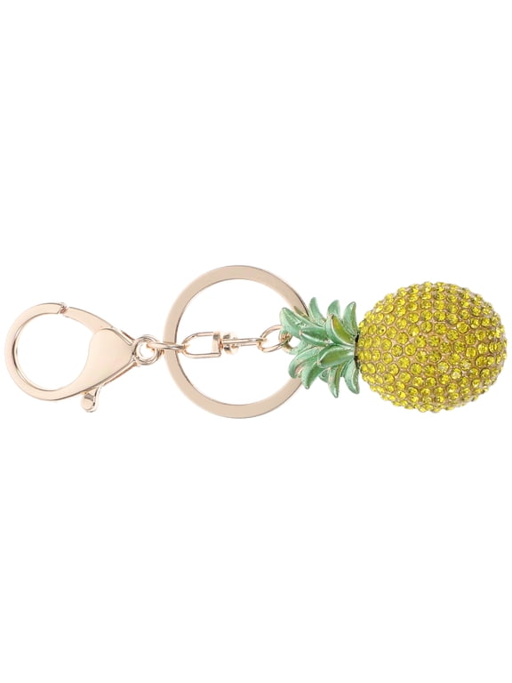 Yellow Pineapple Keychain Charm Alloy and Rhinestone Stylish Bag Decoration