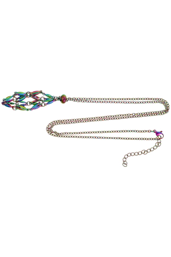 Mesh Cage Pendant Necklace with Adjustable Chain, Assorted Colors, 1 Pack for Women