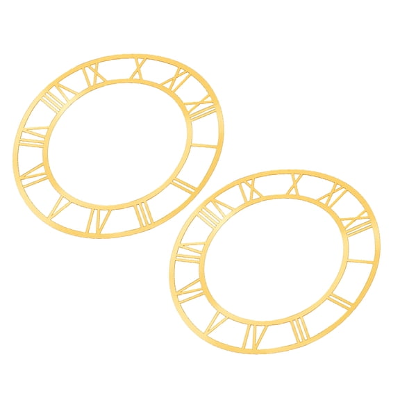 WRITWAA 2Pcs Self Adhesive Golden Acrylic Roman Numeral Clock Face Decorative Wall Mirror Decals