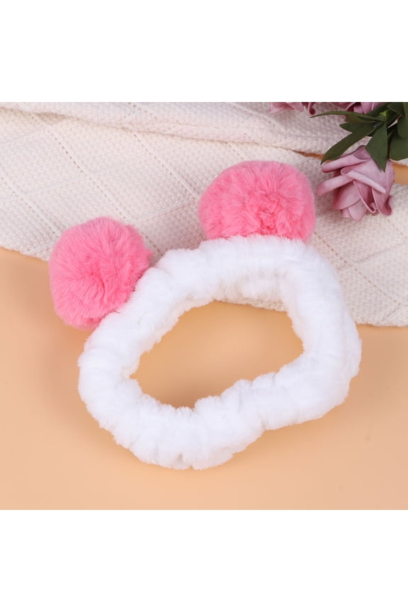 Knitting Headbands with Panda Ears Red Elastic Hairband for and Facial Cleaning