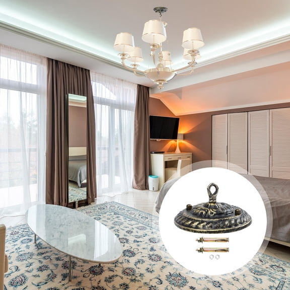 WRITWAA Black Steel Ceiling Light Fixture Replacement Plate with Hook, 1 Piece, Home Lighting Accessory