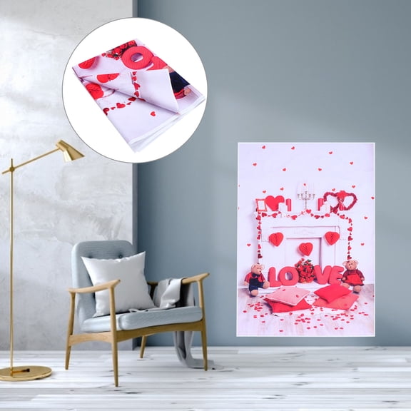 WRITWAA Red Vinyl Valentine's Day Photographic Background Cloth for Adults