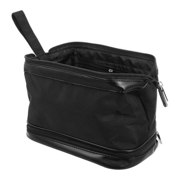 WRITWAA Black Nylon Travel Wash Bag for Toiletries and Personal Item Storage, Lightweight and Water-Resistant