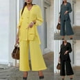 thumbnail image 1 of WRKEKC 2 Piece Sets for Women, Casual Outfits for Women, Ladies' Casual Solid Color Long Sleeve Lapel Loose Button-Up Blouse with Pocket and Wide Leg Long Pant Set Suit, 1 of 7