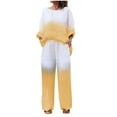 thumbnail image 1 of WRKEKC 2 Piece Sets for Women Outfits for Women Trendy Gradient Print Long Sleeve Crew Neck Top and Elastic Waist Wide Leg Pants Set for Fall Casual Wear, 1 of 5