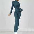 thumbnail image 1 of WRKEKC 2 Piece Sets for Women Casual Outfits for Women Trendy Knit Long Sleeve Turtleneck Top and Loose Wide Leg Pants Set for Fall Wear, 1 of 7