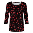 thumbnail image 1 of WRKEKC 3/4 Sleeve Tops for Women Round Neck Valentine Print Casual Loose Fit Pullover T Shirt for Comfortable Wear, 1 of 5