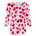 thumbnail image 1 of WRKEKC 3/4 Sleeve Tops for Women Round Neck Valentine Print Casual Loose Fit Pullover T Shirt for Comfortable Wear, 1 of 5