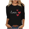 thumbnail image 1 of WRKEKC 3/4 Sleeve Tops for Women Round Neck Valentine Print Casual Loose Fit T Shirt for Daily Wear and Style, 1 of 5