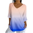 thumbnail image 1 of WRKEKC 3/4 Sleeve Tops for Women V Neck Print Casual Loose Fit Pullover T Shirt or Blouse for Versatile Wear, 1 of 5