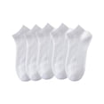 thumbnail image 1 of WRKEKC 5PC Women's Ankle Socks Combed Cotton Breathable Mesh Low Cut Socks Multiple Solid Colors for Summer Casual and Daily Wear, 1 of 5