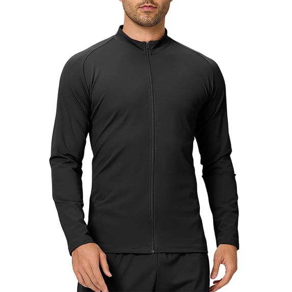 WRKEKC Athletic Jackets for Men Half High Neck Zip-Up Long Sleeve Soft Stretchy Running Workout Outerwear Tops