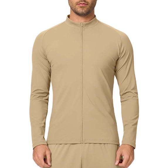 WRKEKC Athletic Jackets for Men Half High Neck Zip-Up Long Sleeve Soft Stretchy Running Workout Outerwear Tops