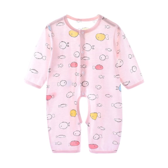 WRKEKC Baby Boy Rompers Long Sleeve Leaf Print Breathable Cotton Snap Button One Piece Outfit for Infants 0-12 Months
