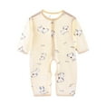 thumbnail image 1 of WRKEKC Baby Boy Rompers Long Sleeve Leaf Print Breathable Cotton Snap Button One Piece Outfit for Infants 0-12 Months, 1 of 3