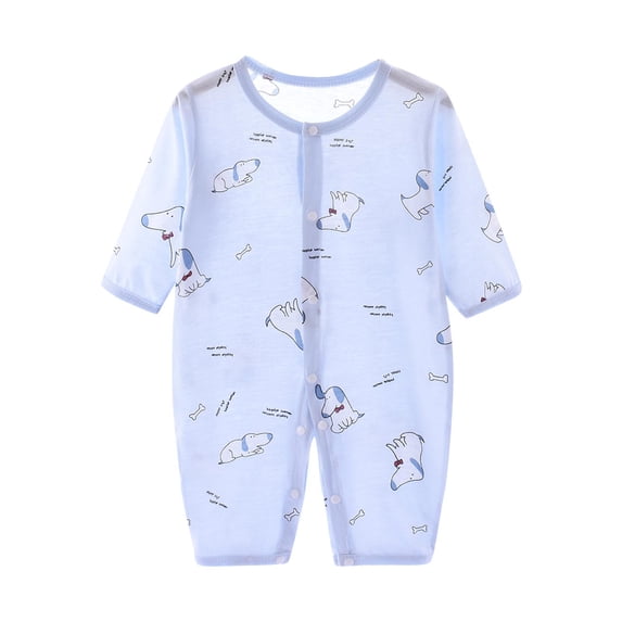 WRKEKC Baby Boy Rompers Long Sleeve Leaf Print Breathable Cotton Snap Button One Piece Outfit for Infants 0-12 Months