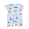 thumbnail image 1 of WRKEKC Baby Boy Rompers Short Sleeve Vertical Stripe Space Print Snap Button One Piece Outfit for Infants 3-12 Months, 1 of 3