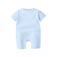 thumbnail image 1 of WRKEKC Baby Girl Jumpsuit Short Sleeve Solid Color Soft Breathable Snap Button One Piece Outfit for Infants 0-24 Months, 1 of 5