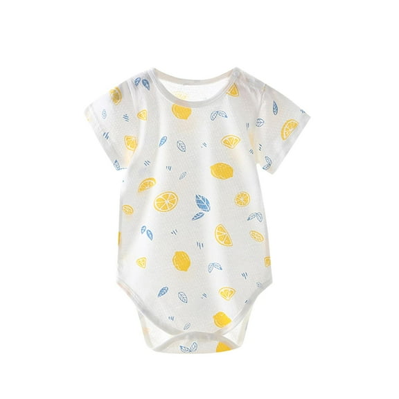 WRKEKC Baby Girl Romper, Baby Boy Jumpsuit, Summer Newborn Baby Bags Round Neck Cute Print Short Sleeve Climbing Suit Fart Jumpsuit