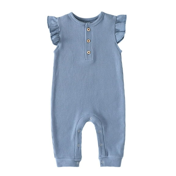 WRKEKC Baby Girl Romper, Baby Boy Jumpsuit, Toddler Baby Girls Boys Sleeveless Solid Color Ruffle Sleeve T-Shirt Jumpsuit Romper