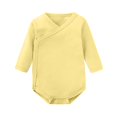 thumbnail image 1 of WRKEKC Baby Girl Romper Long Sleeve Ruffle Cuff Solid Color Snap Button Bodysuit for Infants 0-24 Months, 1 of 7