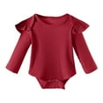 thumbnail image 1 of WRKEKC Baby Girls Romper, Baby Boys Jumpsuit, Newborn Baby Girls Comfortable Solid Color Long Ruffle Sleeve Crawling Fart Clothes, 1 of 3