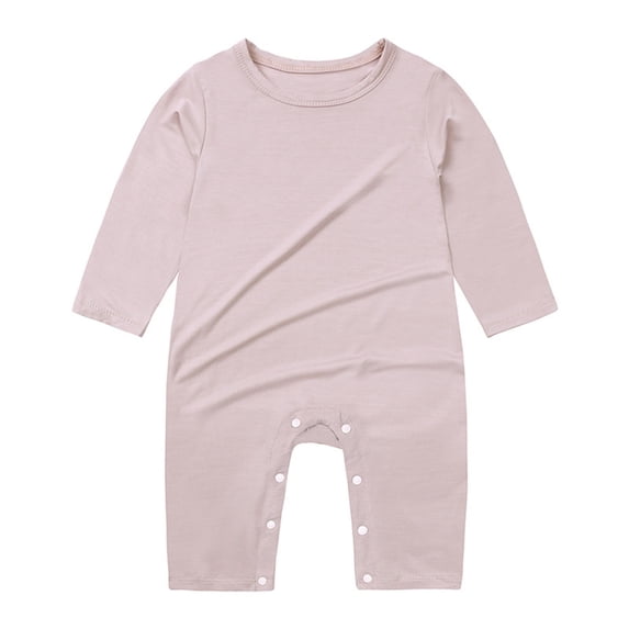 WRKEKC Baby Romper Long Sleeve Modal Crew Neck Bodysuit Snap Closure Summer Jumpsuit 3-24 Months