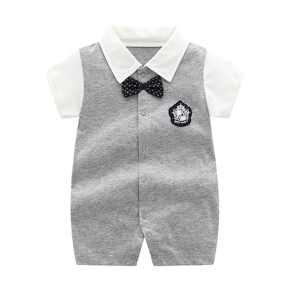 WRKEKC Baby Romper Short Sleeve Printed Crew Neck Button Front Lightweight Summer Jumpsuit 0-24 Months