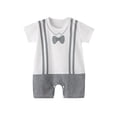 thumbnail image 1 of WRKEKC Baby Romper Short Sleeve Printed Crew Neck Button Front Lightweight Summer Jumpsuit 0-24 Months, 1 of 3