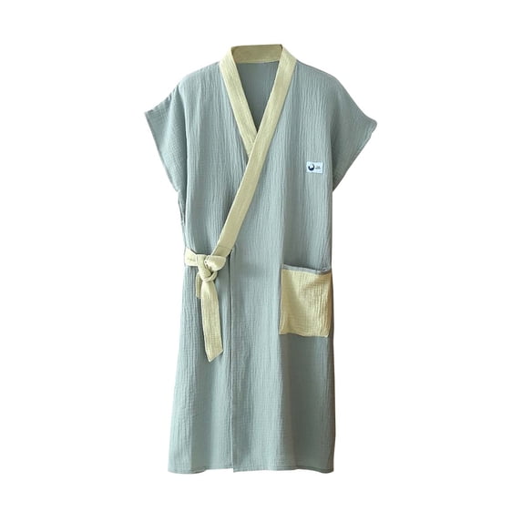 WRKEKC Bathrobe for Women and Men Solid Color Crepe Gauze Wearable Sleeveless Bathrobe Couples Loungewear with Various Colors Option