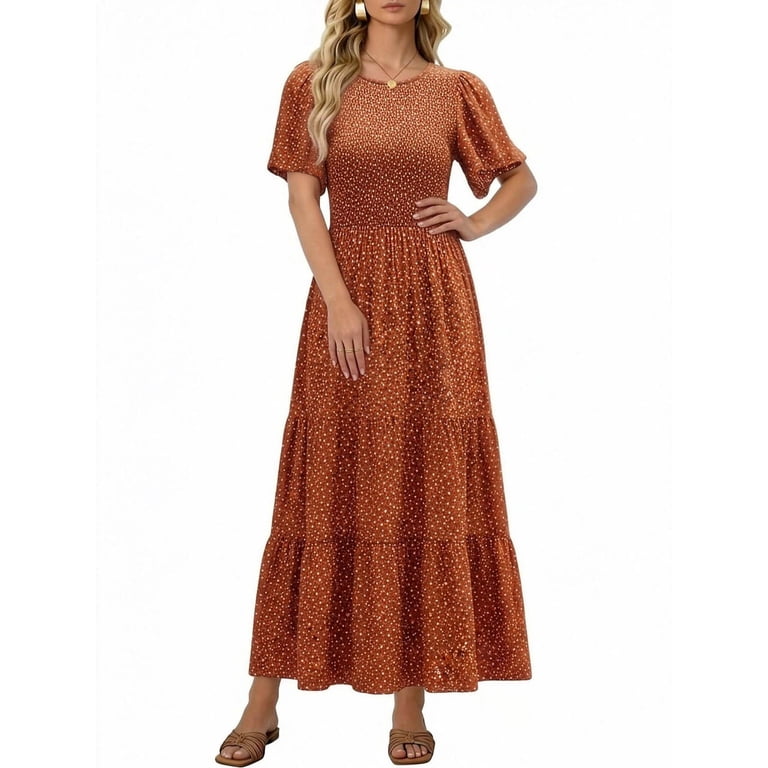 easy flowy dresses Simplee Womens Summer Smocked Flowy Dress