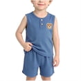 thumbnail image 1 of WRKEKC Boys 2 piece Outfits Kids Bear Embroidery Sleeveless Top and Shorts Set Casual Summer Outfit for Boys 0-8 Years, 1 of 7