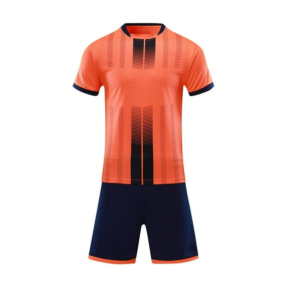 WRKEKC Boys Athletic Sets Short Sleeve Round Neck Gradient Print Top and Elastic Waist Shorts Quick Dry Set for 5-13 Years