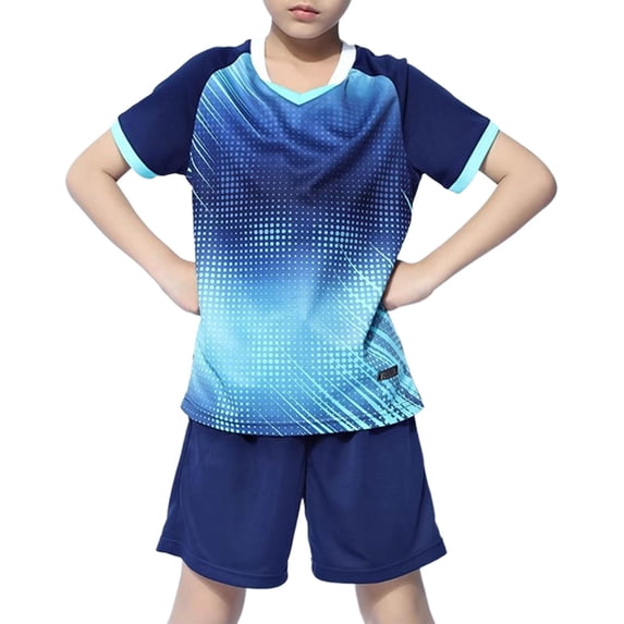 WRKEKC Boys Athletic Sets Short Sleeve Round Neck Solid Color Top and Shorts Training Set Comfortable for 4-17 Years