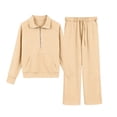 thumbnail image 1 of WRKEKC Boys Athletic Sets Solid Sweatshirt Half Zip Sports Pants Wide Leg Pants Long Sleeve V-Neck Soft Activewear 6-16 Years, 1 of 6